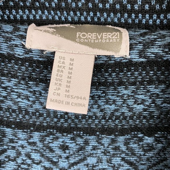 Forever 21 Contemporary Women Black/Blue Cardigan Sweater Size Medium - Picture 6 of 6